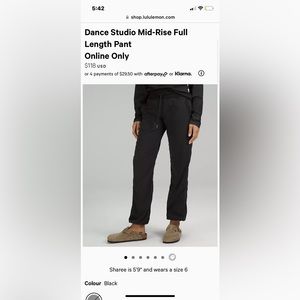 Dance studio full length mid rise pants - size 4